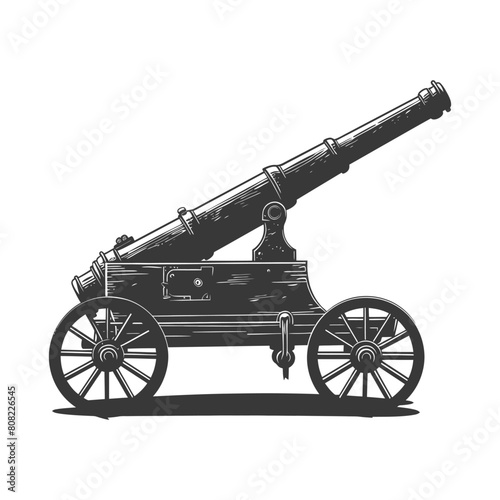 Silhouette vintage old cannon black color only