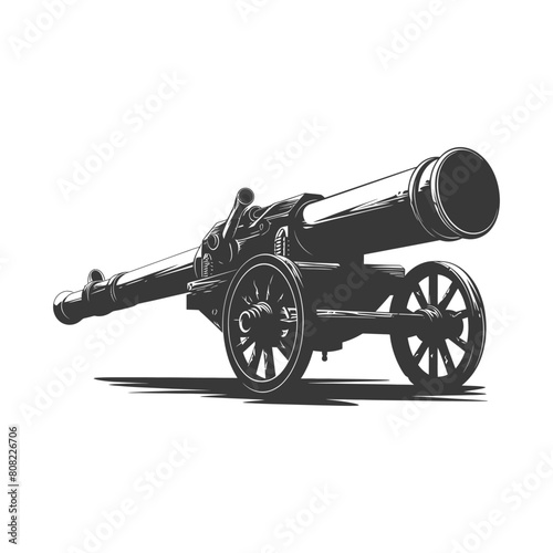 Silhouette vintage old cannon black color only