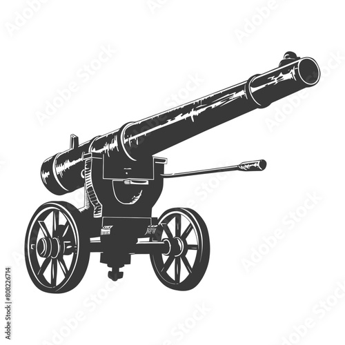 Silhouette vintage old cannon black color only