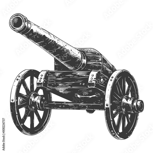 Silhouette vintage old cannon black color only