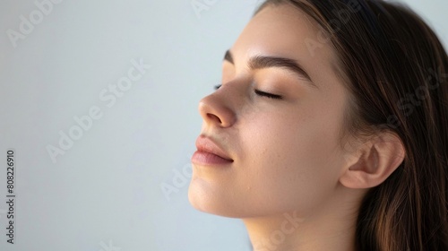 Profilo di una giovane donna con occhi chiusi
Disponibile con sfondo trasparente photo