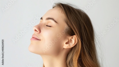 Profilo di una giovane donna con occhi chiusi Disponibile con sfondo trasparente