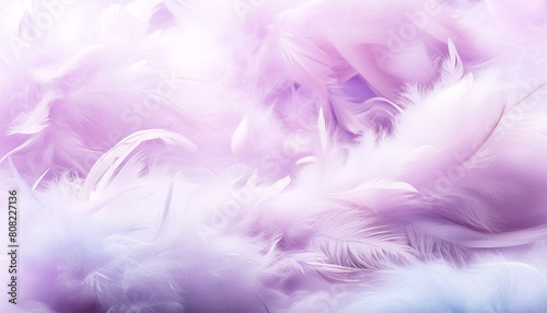 Abstract  elegant fluffy feathers. Three-dimensional background in shades of purple.