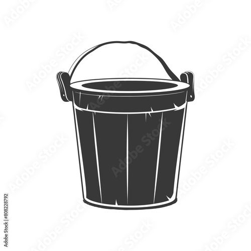 Silhouette wooden bucket black color only