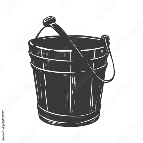 Silhouette wooden bucket black color only