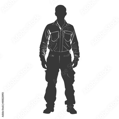 Silhouette Man Workers wearing jumpsuit black color only