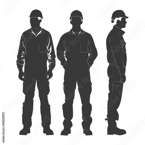 Silhouette Man Workers wearing jumpsuit black color only