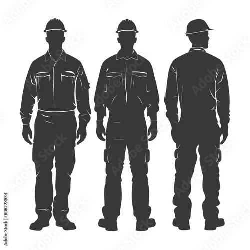 Silhouette Man Workers wearing jumpsuit black color only
