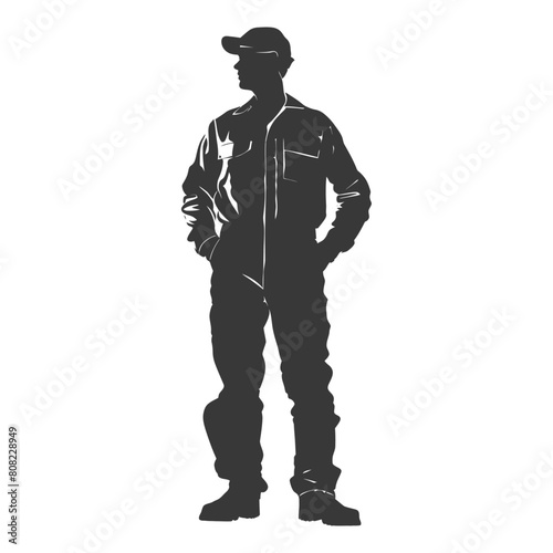 Silhouette Man Workers wearing jumpsuit black color only