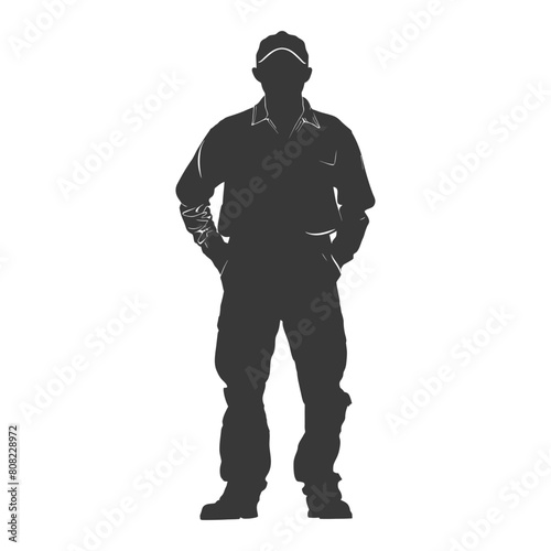 Silhouette Man Workers wearing jumpsuit black color only
