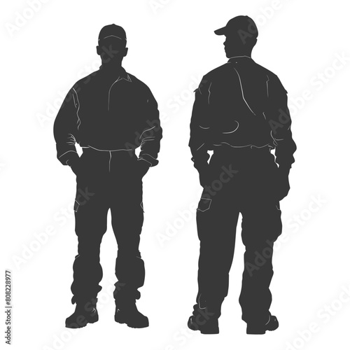 Silhouette Man Workers wearing jumpsuit black color only
