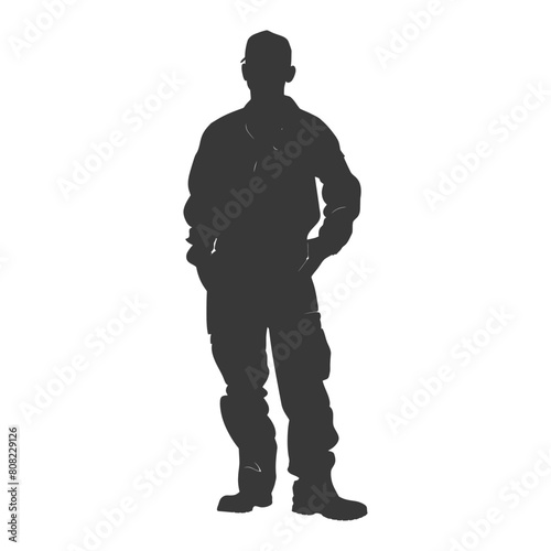 Silhouette Man Workers wearing jumpsuit black color only