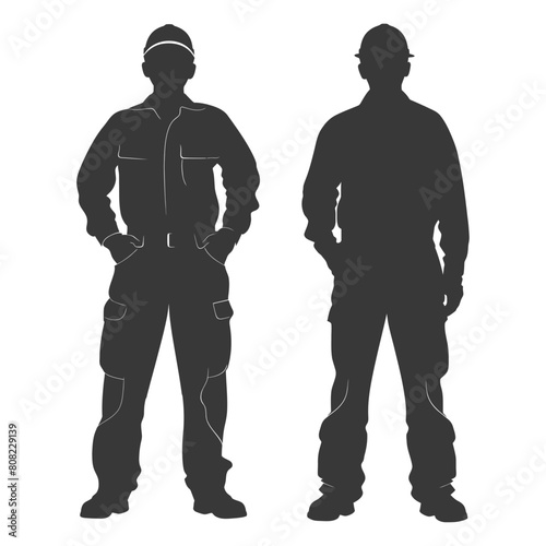 Silhouette Man Workers wearing jumpsuit black color only