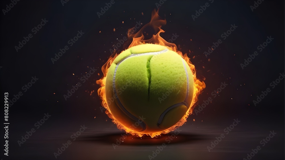tennis ball with fire