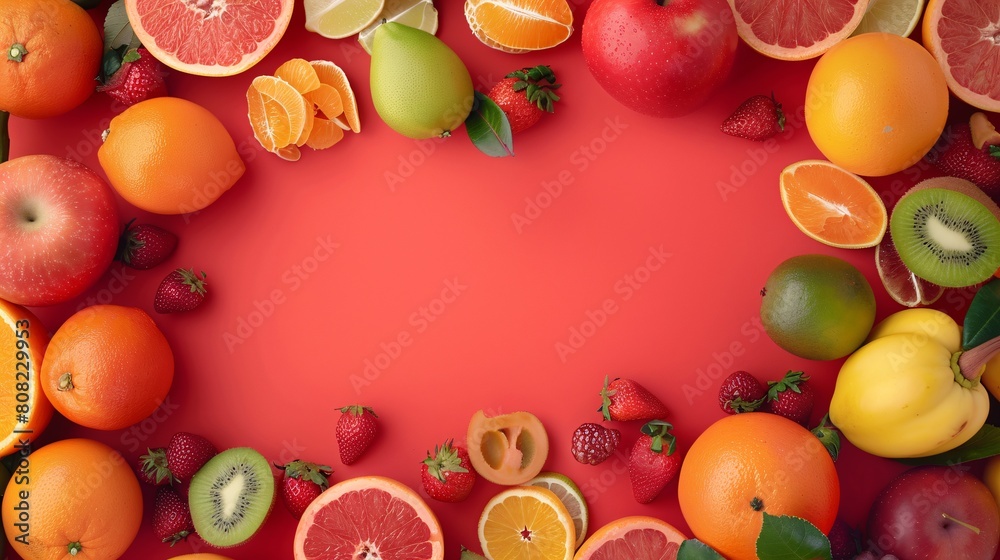 Organic fruit mix on a plain background. A natural and healthy vegetarian option. Organic fruit mix on a plain background. A natural and healthy vegetarian option.