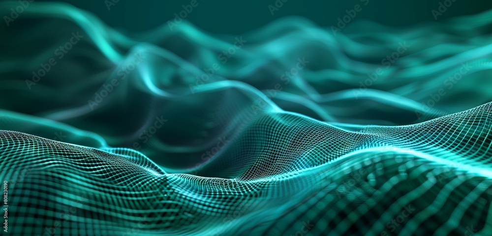 Harmonious beauty in teal fractal waves, ideal for unified art.
