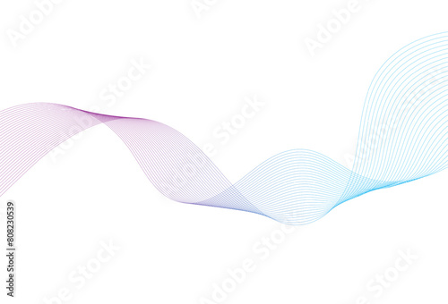 Abstract colorful wave lines on white background. Modern colorful wavy lines pattern design element. Wave lines art, Curved smooth design