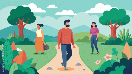 A mindfulness walk through a nature preserve with the guidance of a the helping individuals to focus on the present moment and let go of stress and.