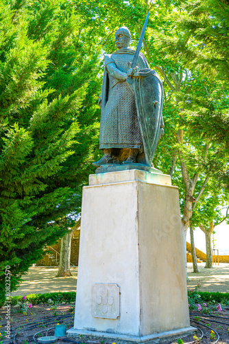 Bronze statue representing Afonso Henriques, the first king of Portugal. Location of the statue in the center of the city of Santarem-portugal.