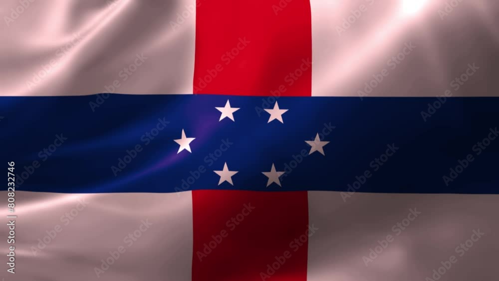 Realistic HD flag of the Netherlands Antilles waving in the wind. Close up of Netherlands Antilles Flag Slow Waving with visible. flag background texture with vibrant colors and fabric background Realistic HD flag of the Netherlands Antilles waving in the wind. Close up of Netherlands Antilles Flag Slow Waving with visible. flag background texture with vibrant colors and fabric background