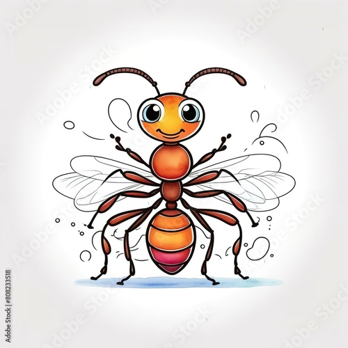 contour illustration, coloring book, children's, ladybugs, beetles, pencil, paint