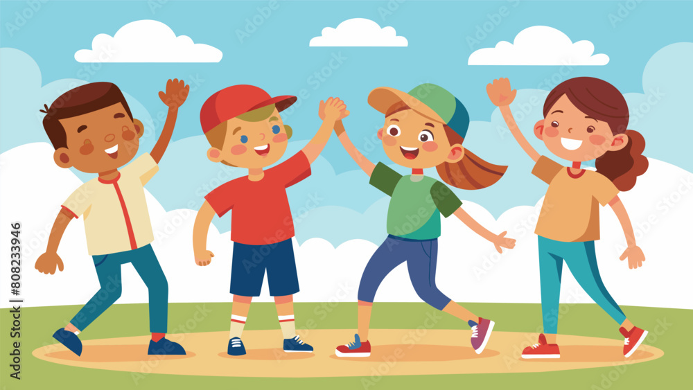 Siblings and friends cheer on their young loved ones as they round the bases and score in the Youth Baseball Tournament creating a sense of. Vector illustration Siblings and friends cheer on their young loved ones as they round the bases and score in the Youth Baseball Tournament creating a sense of. Vector illustration