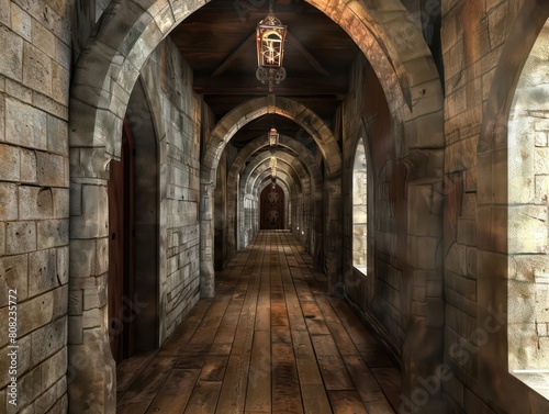 3d corridor inside a medieval castle © BALLERY ART