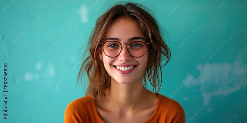 Bright Vision: Cheerful Woman in Glasses Bright Vision: Cheerful Woman in Glasses