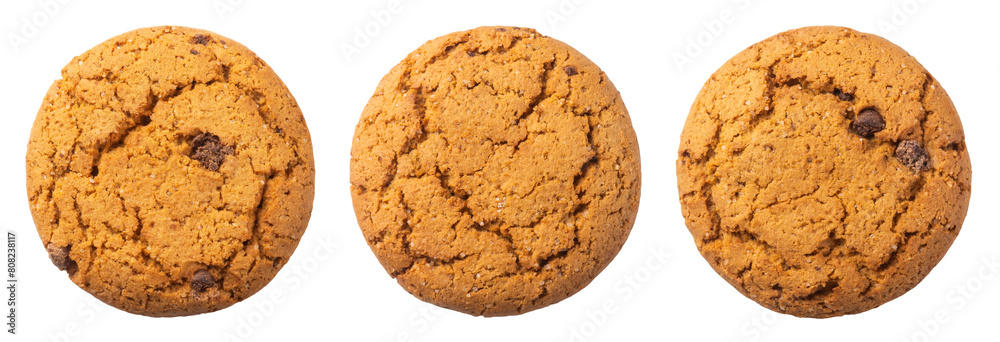 Oatmeal cookies isolated on transparent background, top view. Oatmeal cookies isolated on transparent background, top view.