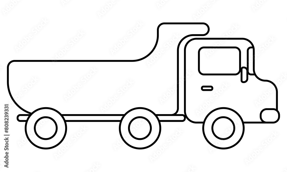 Truck outline car for kids creativity and activity, Doodle coloring page with a vehicle