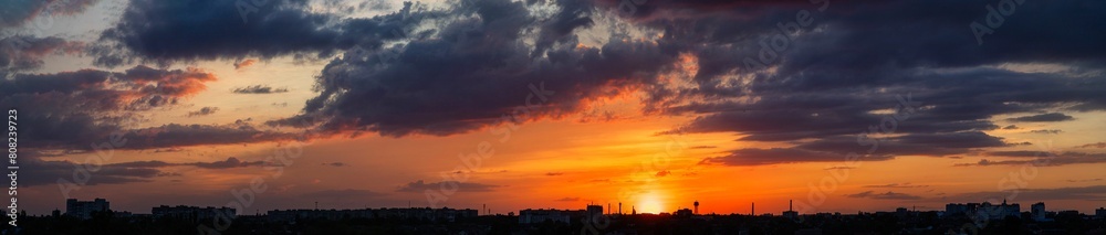 incredible sunset outside the city after a downpour