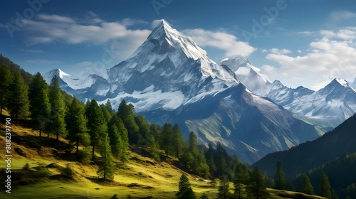 Panoramic view of Mount Kazbek in Caucasus Mountains, Georgia © A