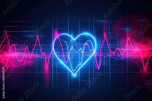 Vivid Heart Rhythms: Neon Grids in Motion