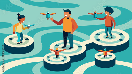 Despite their size the junior drone pilots show no fear as they use their tiny drones to navigate through tricky obstacles such as a miniature maze or. Vector illustration