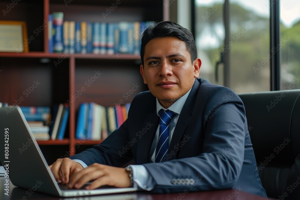 Dedicated Ecuadorian Lawyer in Modern Office Setting Dedicated Ecuadorian Lawyer in Modern Office Setting