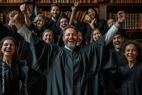 Empowered Legal Team with Lawyer in Black Gown