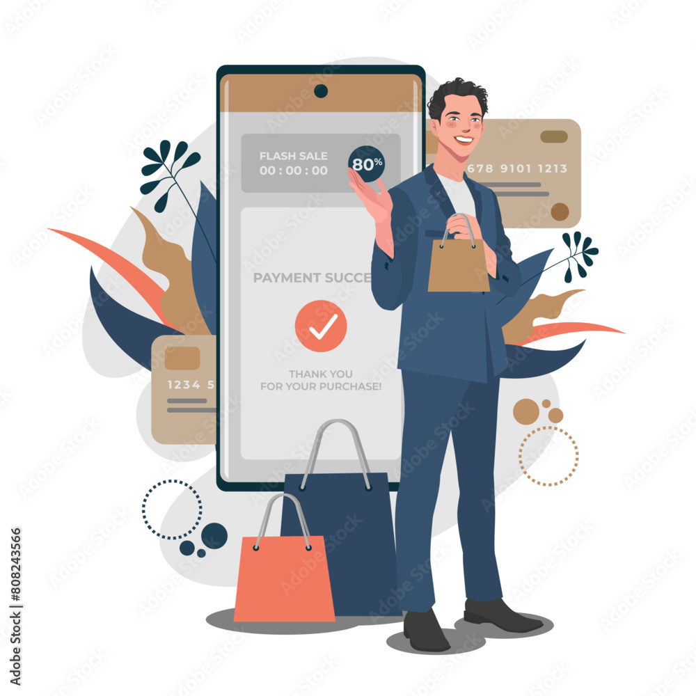 man-purchased-via-mobile-apps-illustration man-purchased-via-mobile-apps-illustration
