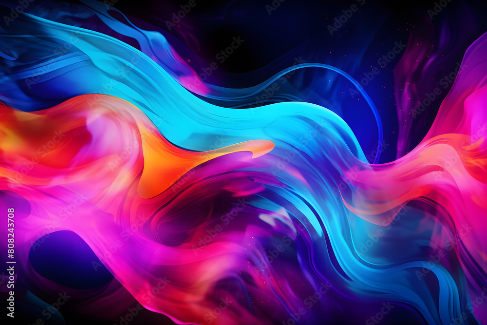 Fototapeta premium Neon Wave Paint Texture Dynamic abstract Generation AI,