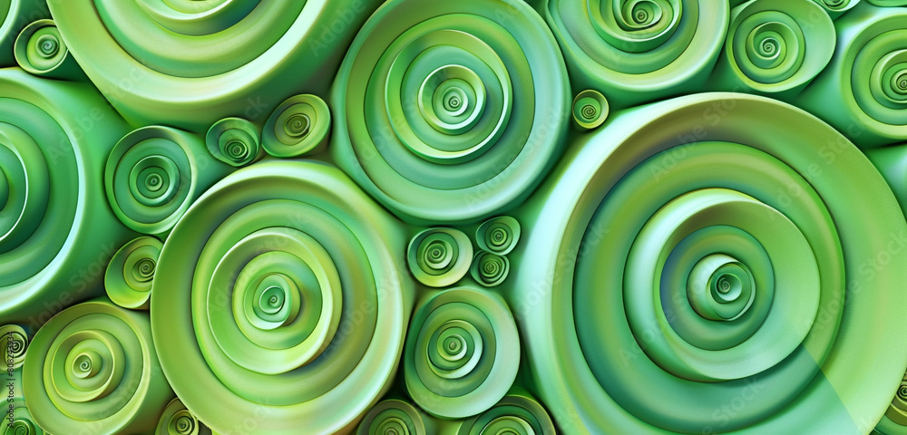 Mesmerizing effect created by spirals in multiple shades of green. Mesmerizing effect created by spirals in multiple shades of green.