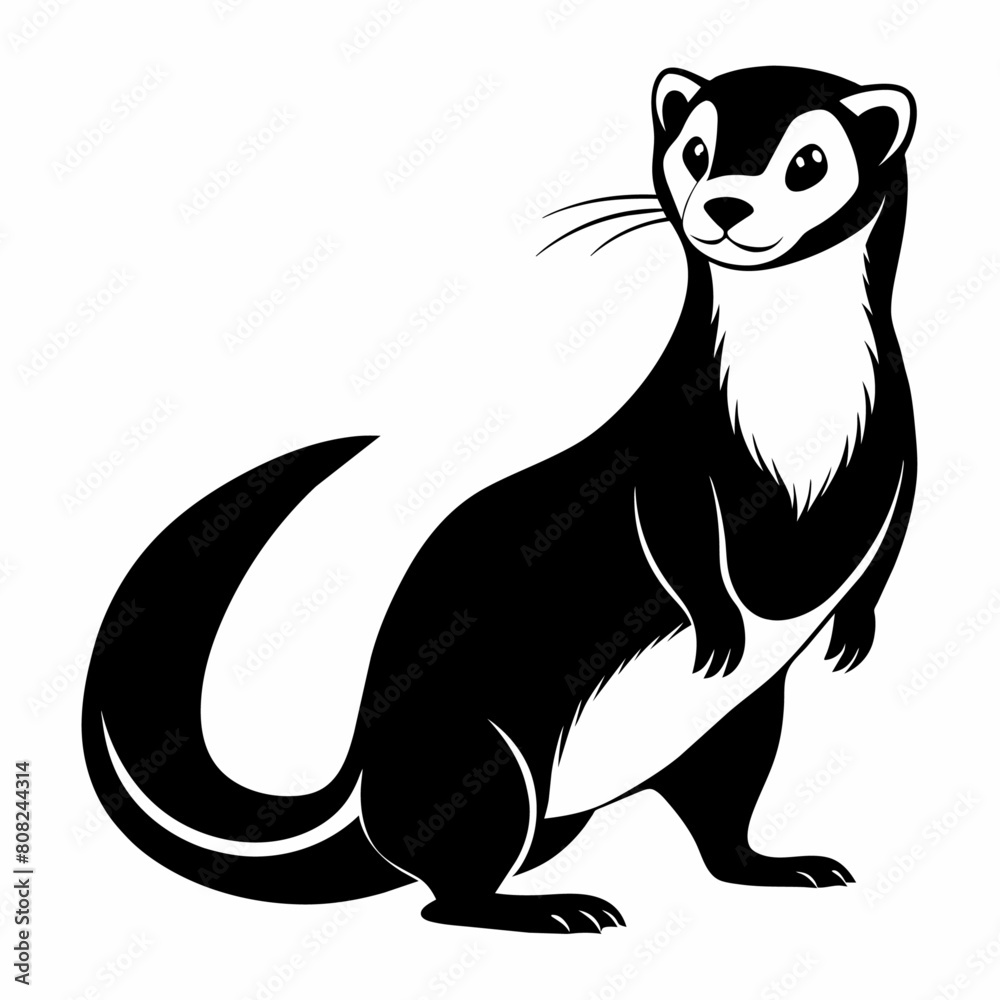 a ferret vector silhouette, in black color, against a solid white background (24)