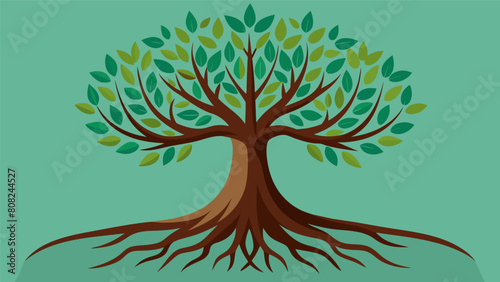 The tree of Resilience with its deep roots and sy branches stands as a testament to the strength and endurance of the Stoic philosophy.. Vector illustration