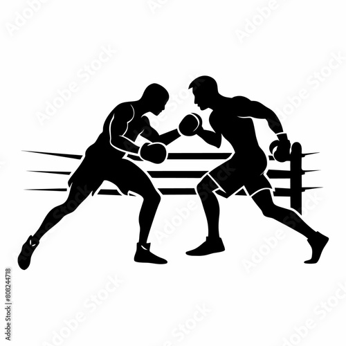 a minimalist boxing match featuring two men fighting in the boxing ring (25)