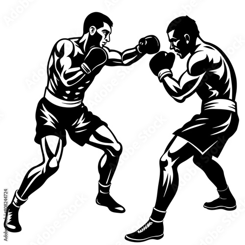a minimalist boxing match featuring two men fighting in the boxing ring (23)