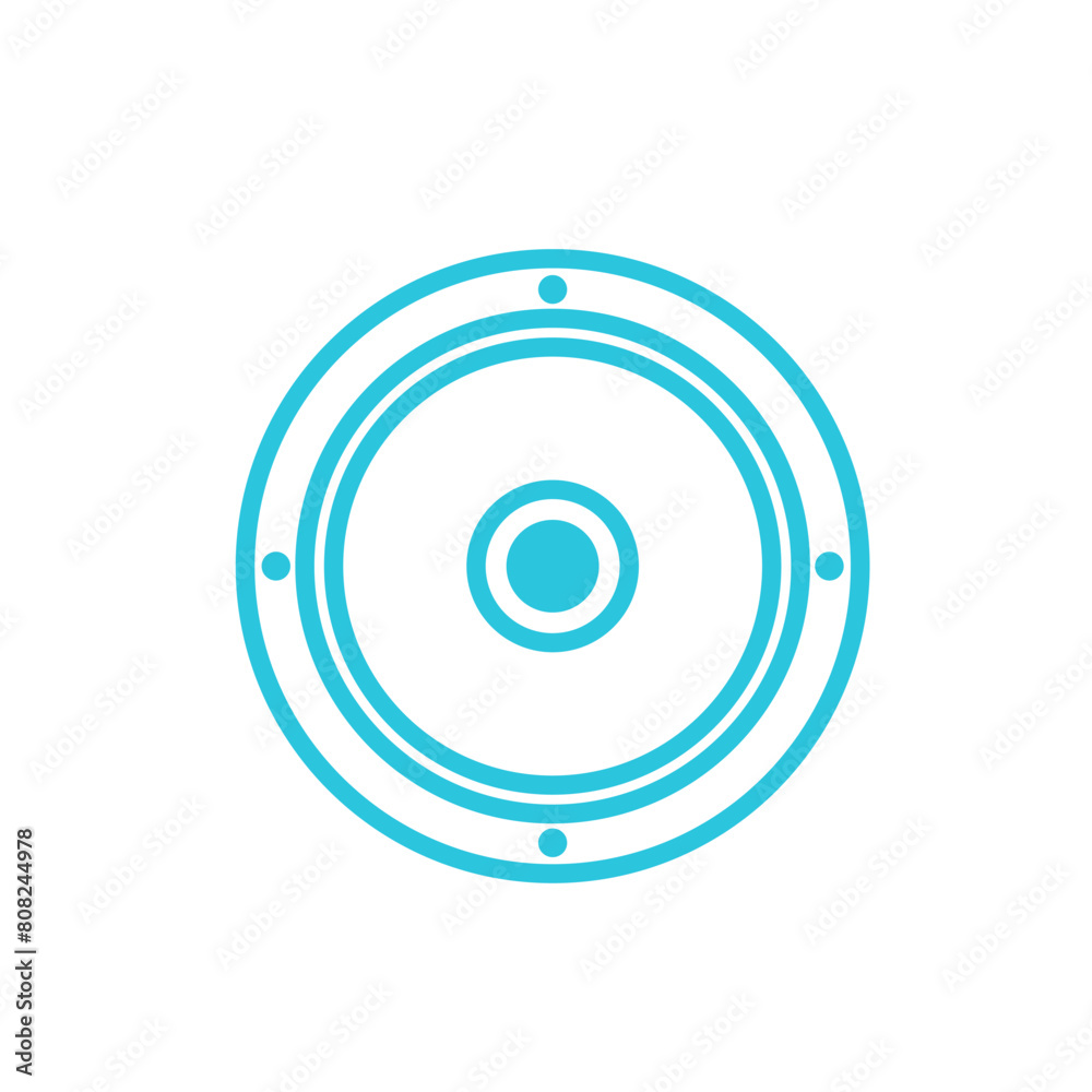 Bass car speaker icon. Isolated on white background. From blue icon set. Bass car speaker icon. Isolated on white background. From blue icon set.