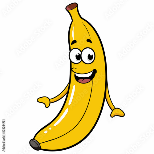 Banana fruit groovy carton character vector art illustration (15)