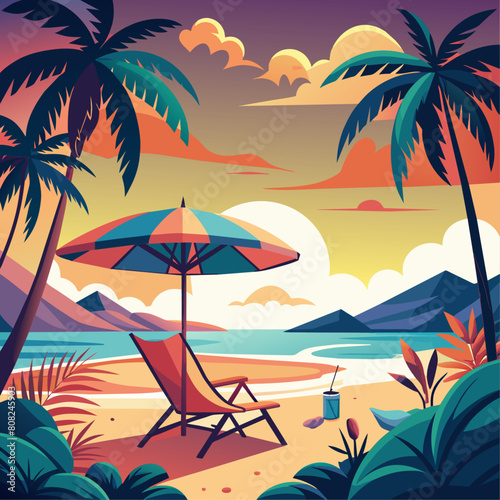 Sea beach vector art illustration  12 