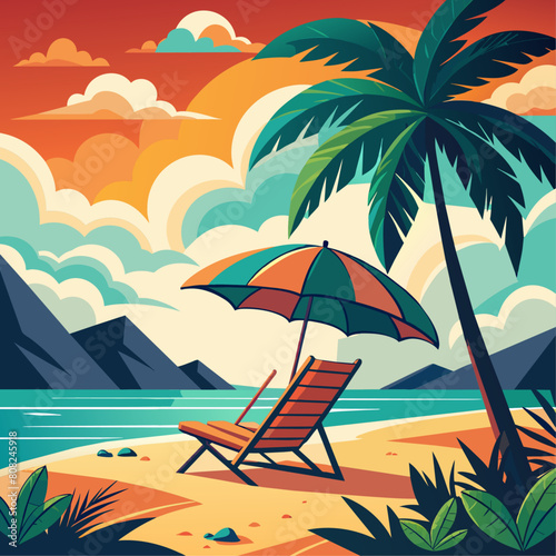 Sea beach vector art illustration  14 