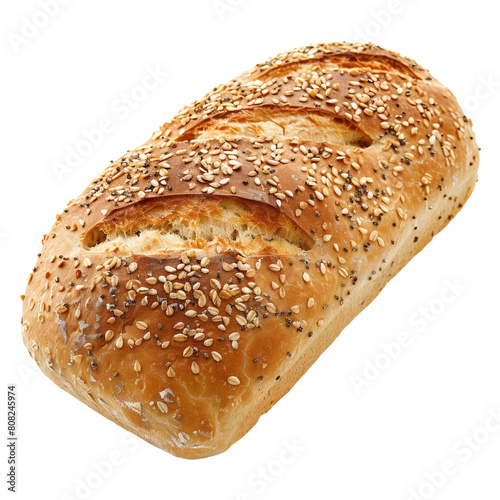 Whole grain bread on transparent or white background