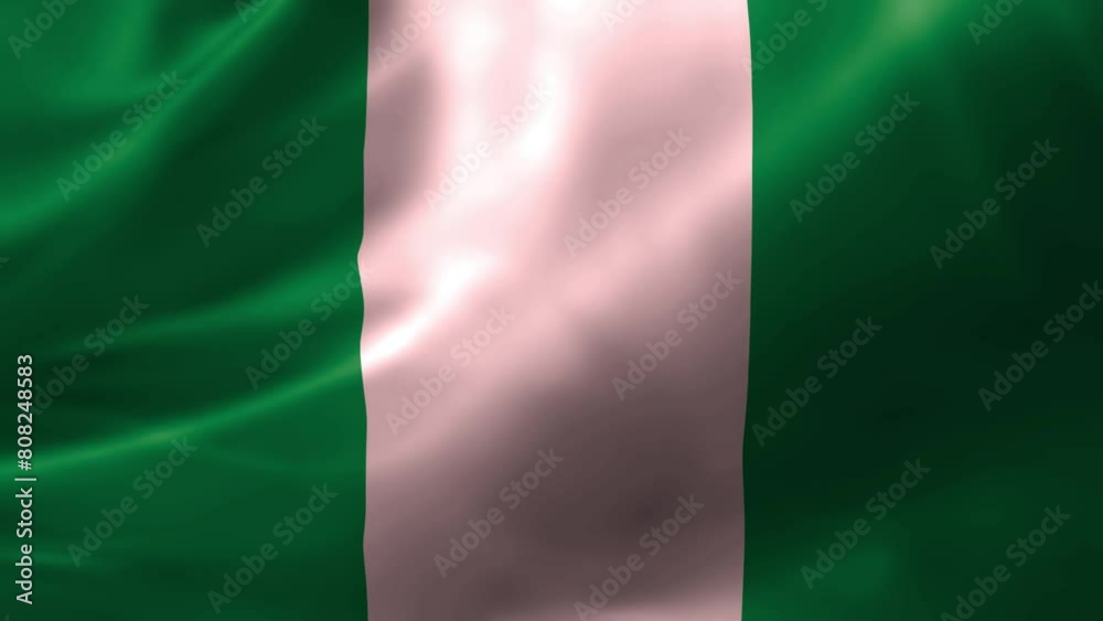 Realistic HD waving flag of the Nigeria. Close up of Nigeria Flag Slow Waving with visible. flag background texture with vibrant colors and fabric background Realistic HD waving flag of the Nigeria. Close up of Nigeria Flag Slow Waving with visible. flag background texture with vibrant colors and fabric background