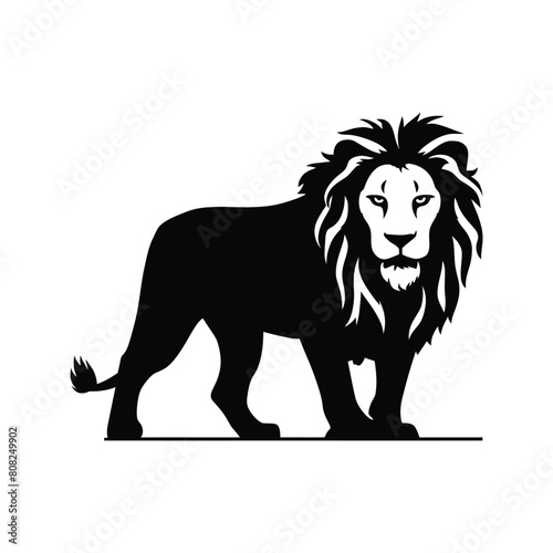 Lion silhouette. Lion black icon on a white background